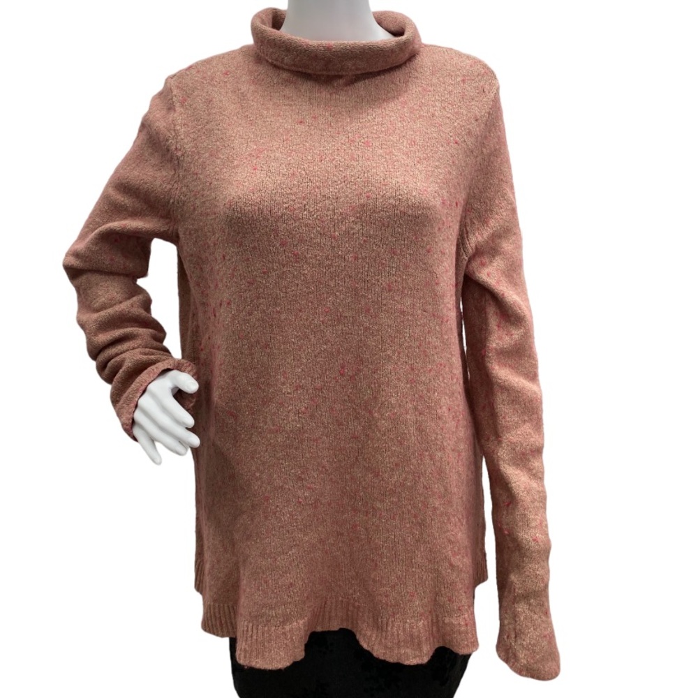 J. Jill Pink-Tan Cowl Neck Sweater